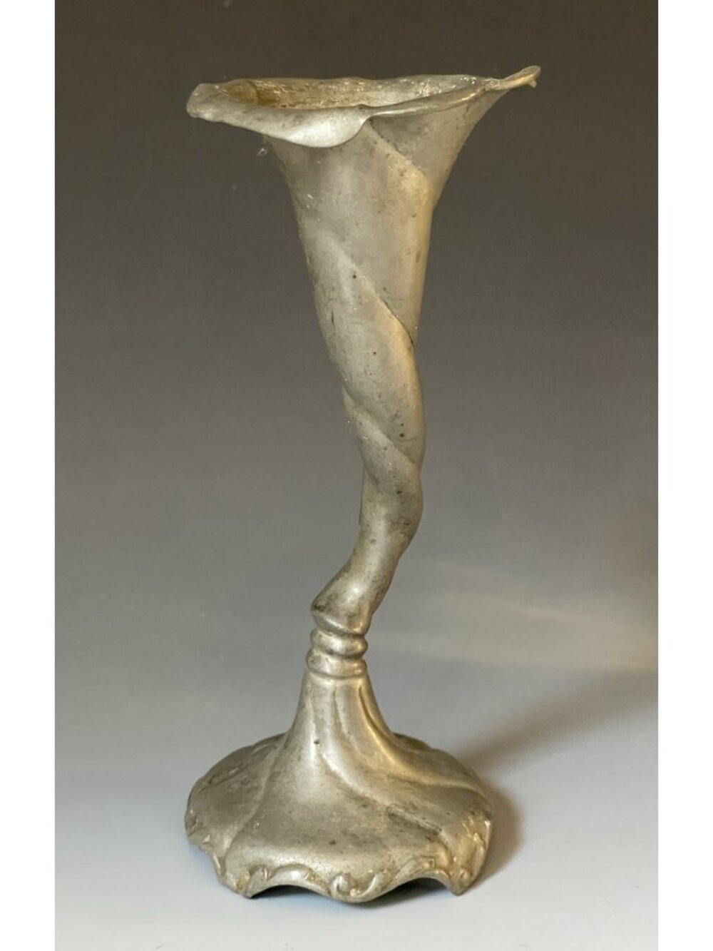 Antique Sculptural Art Nouveau Pewter Candle Holder Late 19th - Early 1900s